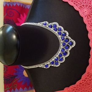 Beautiful Blue Crystal Necklace with Rhinestones